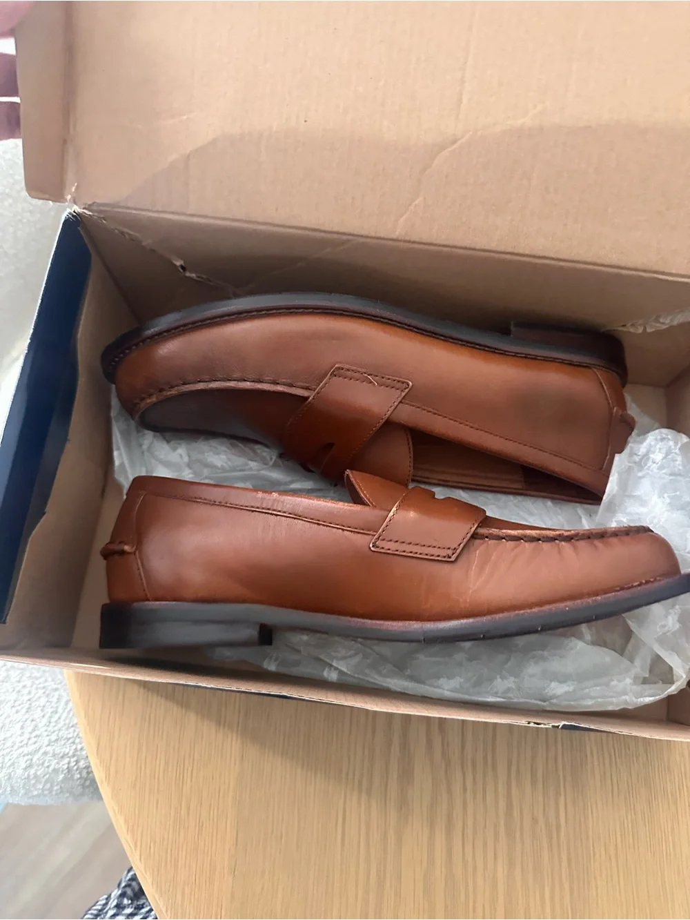 Halston Heritage Men's Cognac Leather Penny Loafers